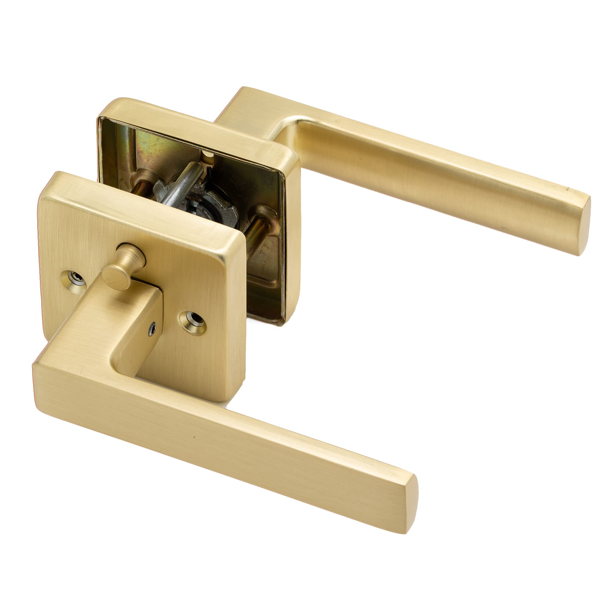 Chapado en Laton ゴールド　D Linkaa Door Lock Satin Brass Door Handle Bedroom Bathroom Keyless